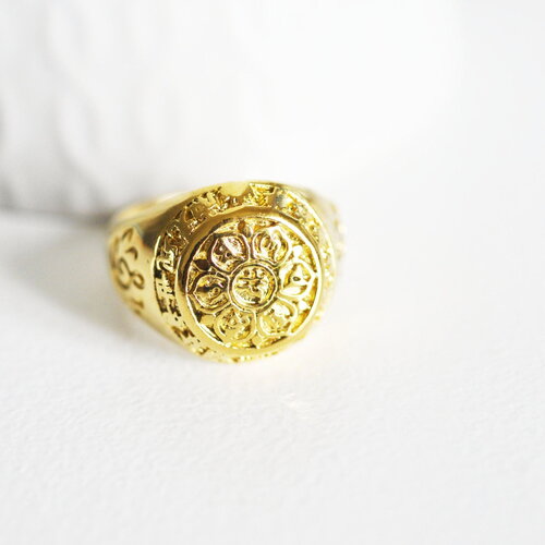 Bague acier or large chevalière homme 18-21mm, x1 (g1104)