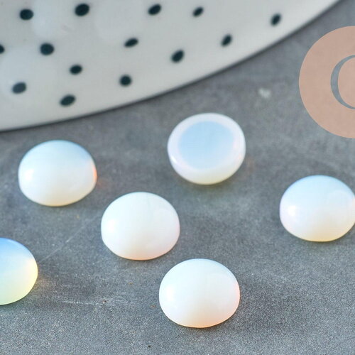 Cabochon rond opalite blanche, cabochon opalite,cabochon rond pierre,création bijoux, cabochon pierre,8mm, x1 g0565