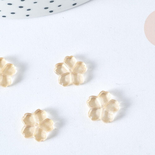 Perle breloque fleur en verre jaune paillettes dorées 11.5mm, création bijoux perle verre, x10 g7564