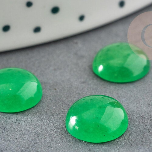 Cabochon jade vert,pierre naturelle, cabochon jade,cabochon rond,pierre verte, 10mm, x1 g2808