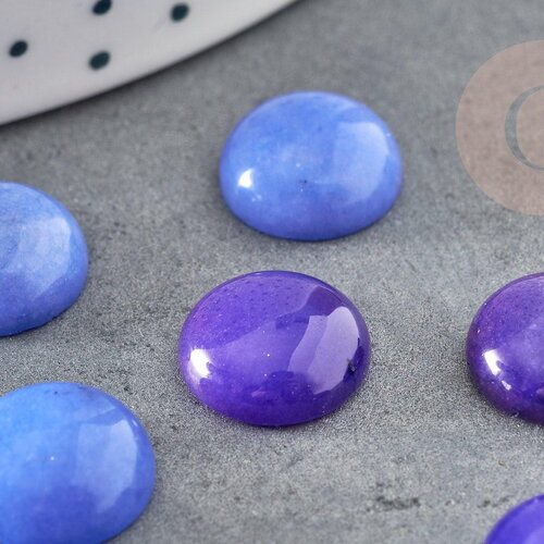 Cabochon rond jade naturel bleu, 12mm, x1 (g1429)