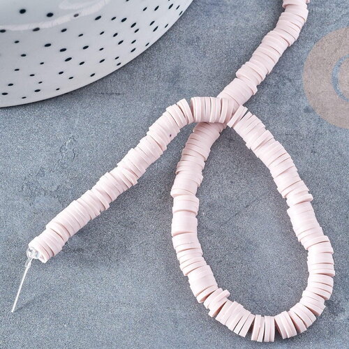 Perles disques polymère marron taupe 6mm,fabrication bijoux heishi plastique, le fil de 39,9cm g8684