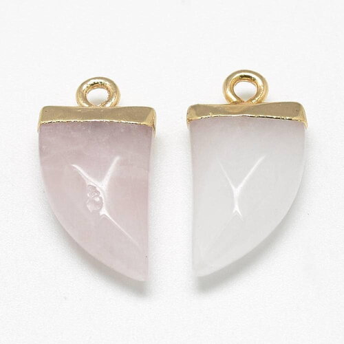 Pendentif corne quartz rose, fournitures créatives,pendentif bijoux, pendentif pierre,quartz rose naturel, pendentif jade,21mm, x1 g1513