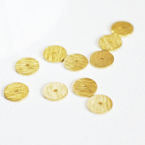 Rondelles laiton doré brossé heishi , perles dorées intercalaire pour création bijoux,perle disque,x 20 , 8mm,g3273