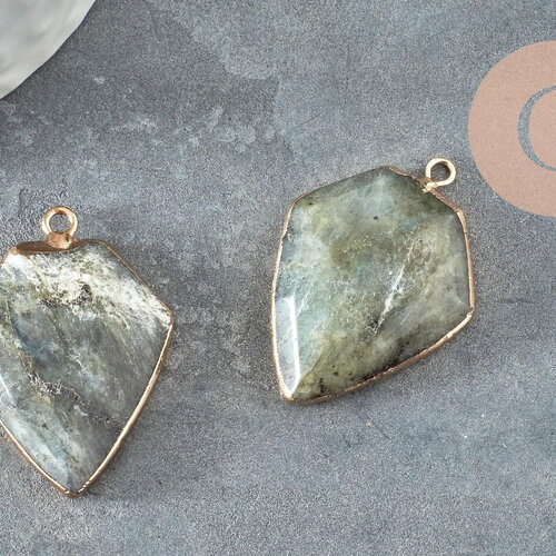 Pendentif hexagone labradorite, pendentif pierre,pendentif collier,pierre naturelle,pendentif labradorite naturelle,30mm, x1 g2310