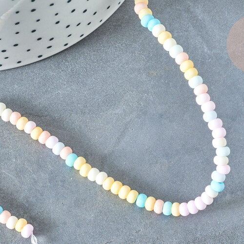 Perles porcelaine abacus multicolore pastel 4x3mm, création bijoux céramique, x1 fil de 38cm g7806