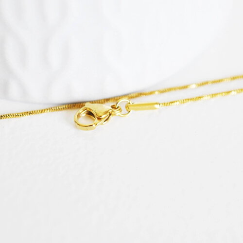 Chaine acier dorée 14k serpent,fourniture créative,chaine collier,sans nickel,chaine fantaisie,acier, chaine complète,1mm,43cm-g1100