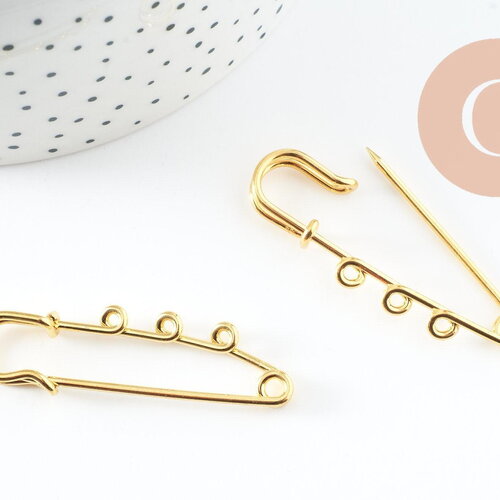 Support de broche en fer doré 50-55mm 3 anneaux, x2 (g9886)