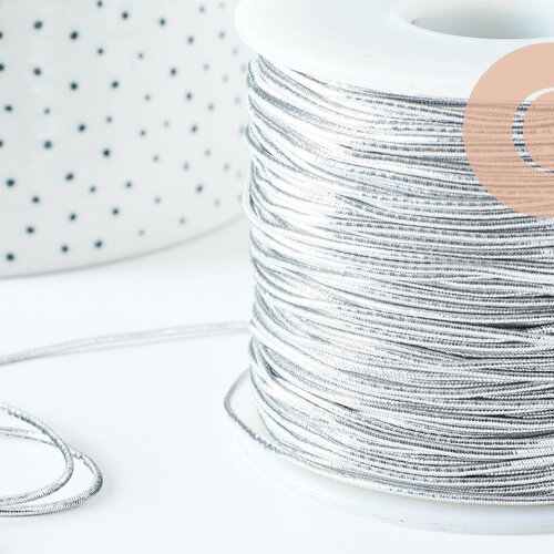 Cordon élastique argenté 1mm, cordon pour bijoux x1 mètre (g9884)