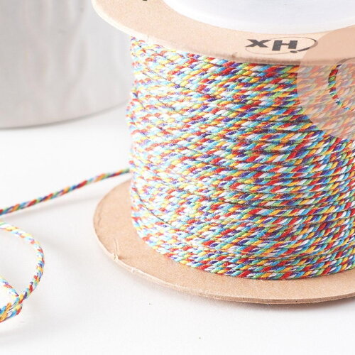Cordon en polyester tressé multicolore vif 1mm, cordon pour bijoux scrapbooking et fabrication bijoux, x1 mètre (g9880)