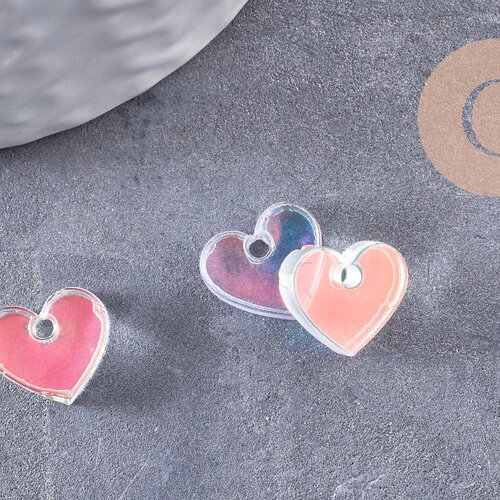 Pendentif petit coeur acrylique 8mm, x5 (g10208)