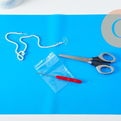 Tapis silicone rectangle bleu 40x30cm, feuille de silicone pour création bijoux en résine époxy polymère, x1 g9847
