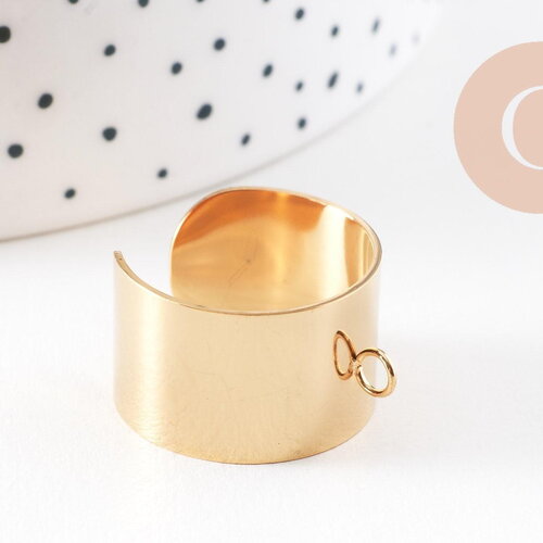 Bague réglable personnalisable acier 304 doré inoxydable ip avec anneau 18mmx13mm, x2 (g9845)