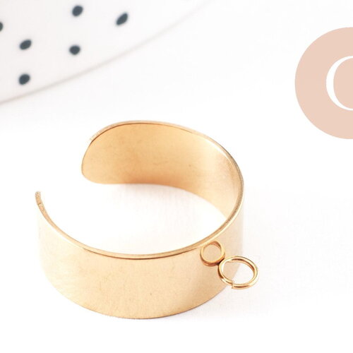 Bague réglable personnalisable acier 304 doré inoxydable 18k avec anneau 8mm, x2 (g9863)