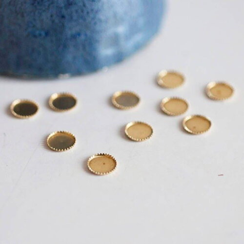 Supports de cabochon rond laiton brut 8mm, fournitures cabochon, sans nickel, x50 (4.1g) g0672