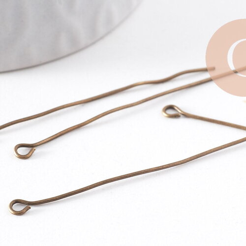 Clou tige tête boucle fer bronze 50mm, x10gr (g10138)