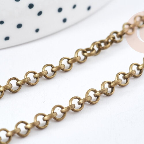 Chaine maille rollo fer bronze 4mm,chaine création bijoux vintage, grossiste chaine, 1 metre g8565