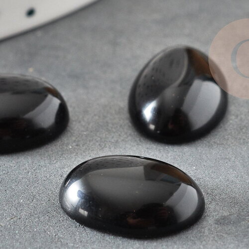 Cabochon ovale obsidienne noire naturelle ovale 18x13mm, x1 (g2066)