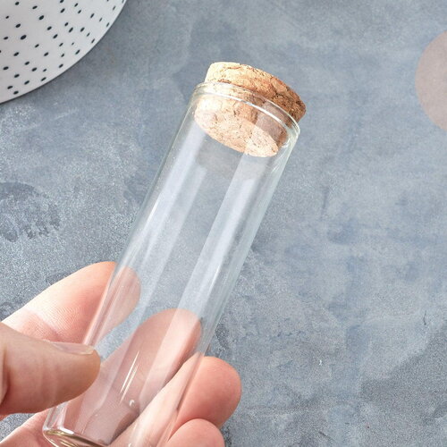 Flacon éprouvette en verre borosilicate bouchon en liège 10cm, flacon décoration mariage fête, x1 (g7432)