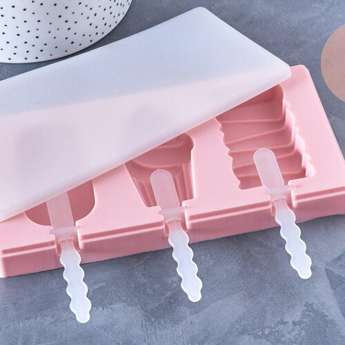 Moule à glace silicone rose, moule patisserie, moule en silicone pour réaliser des esquimaux,18.2cm x1 g5106