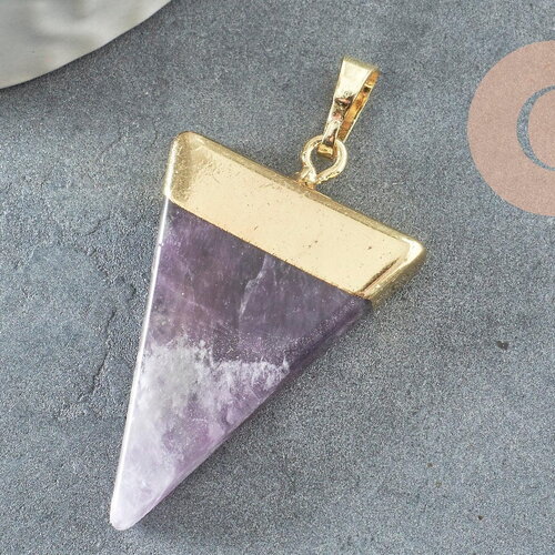 Pendentif triangle améthyste violette, fournitures créatives, pendentif pierre, support doré, création bijoux, pierre naturelle, 33mm, x1 g1