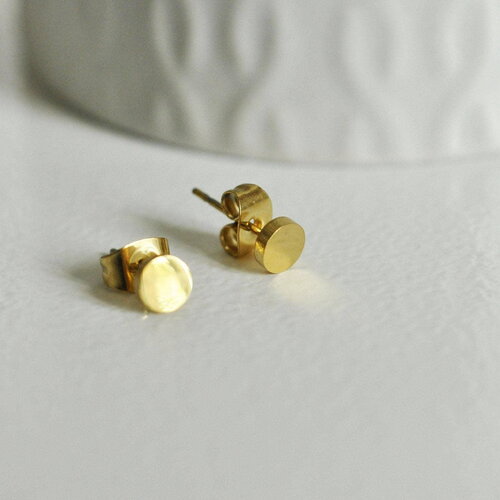 Boucles rondes puces acier 304 inoxydable doré 5mm, x2 (g0101)