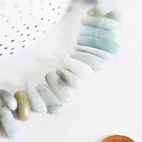 Perle ovale amazonite naturelle 13-22mm,perle pierre naturelle , fil 40cm x1 (g8536)