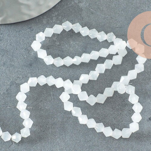Perles abacus cristal blanc opalescent 4mm, perle cristal verre facette,fil de 35cm, x1 (g8541)
