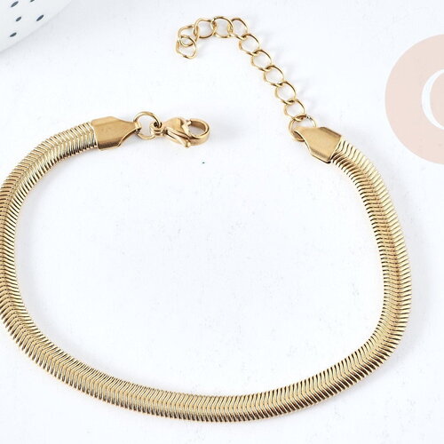 Bracelet maille serpent acier 304 inoxydable doré ip, sans nickel, x1 (g8533)