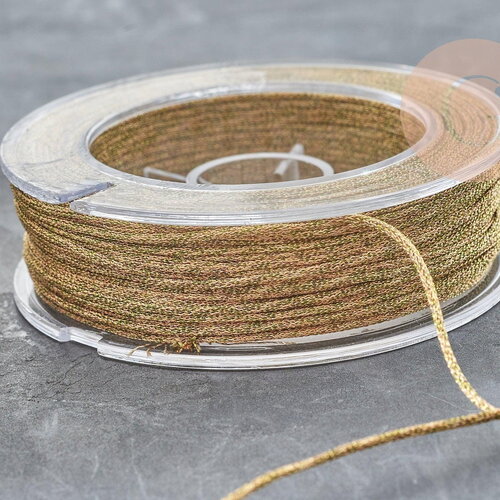 Cordon métallique doré tressé polyester 1mm, x1 mètre (g9035)