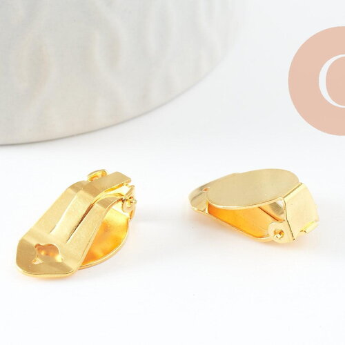 Supports boucles d'oreilles à clip laiton doré 21mm, boucle d'oreille non percée, x2 (g9675)