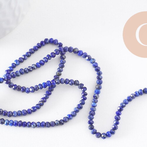 Perle lapis lazuli ronde facett,bijou pierre naturelle,lapis lazuli naturel, perle pierre,3x2mm,le fil de 39cm (g3558)
