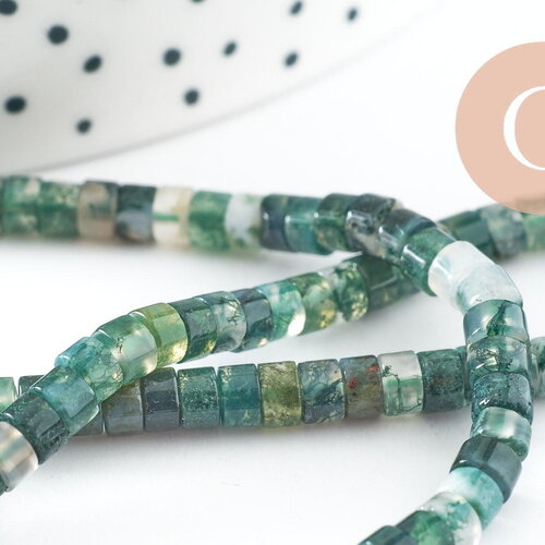 Perle rondelle agate mousse, perle agate ,agate mousse naturelle, perle pierre, 4mm, fil de 160 perles, x1 (g3017)