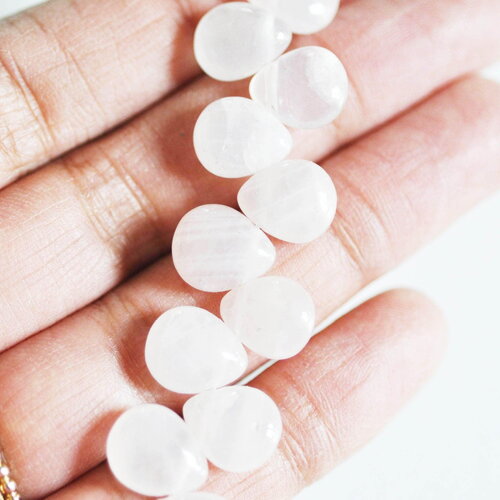 Perle goutte quartz rose 12mm,quartz rose naturel,perle quartz,12mm, x5 (g3032)