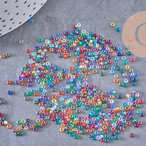 Petite perles rocaille multicolore primaire 2-2.5mm, x10gr (g10397)