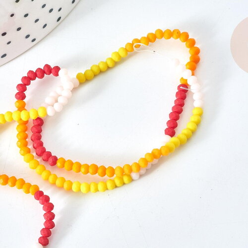 Perles abacus verre jaune orange camaïeu 3x2.5mm, perles cristal, fil de 42.5cm, x1 (g7828)