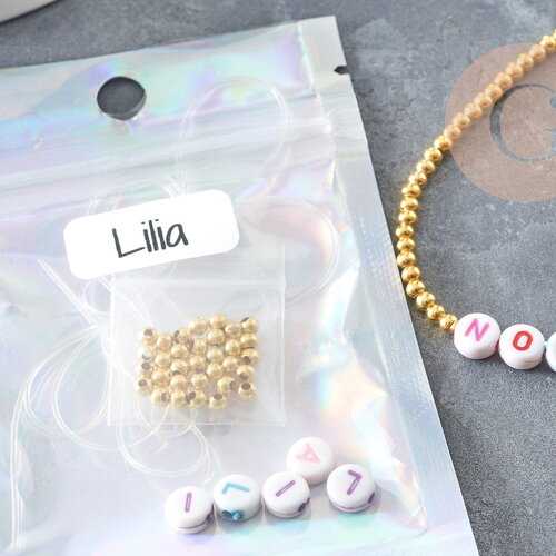 Kit bracelet d'amitié prénom personnalisé doré, coffrets et kits création de bijoux fantaisie diy, pochette 1 bracelet (g9024)