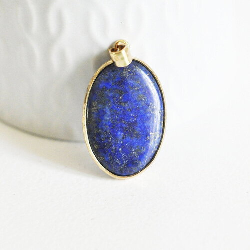 Pendentif ovale lapis lazulis,pendentif pour bijoux, pendentif pierre naturelle bleu,lapis lazulis naturel,35mm,x1, g3370