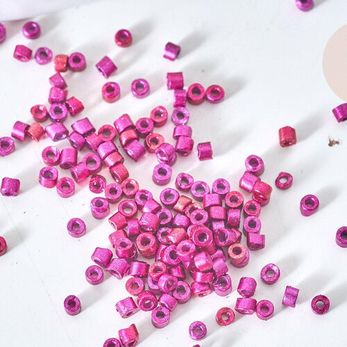 Perles tube verre rose fuchsia métallisé mat façon delica miyuki, perle rocaille japonaise mat, perlage tissage, sachet 8g, x1 g7763