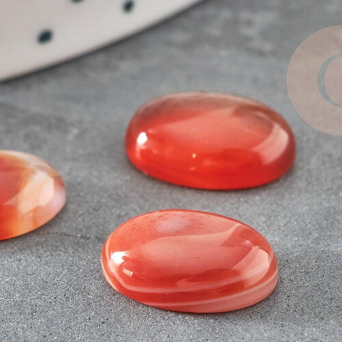 Cabochon ovale cornaline naturelle orange 10x14mm, x1 (g4483)
