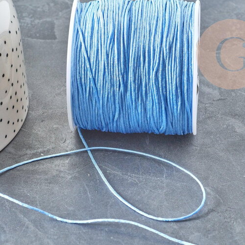 Cordon bleu tendre tressé polyester 0.8mm, cordon fil de jade pour bijoux, x1 mètre g3945