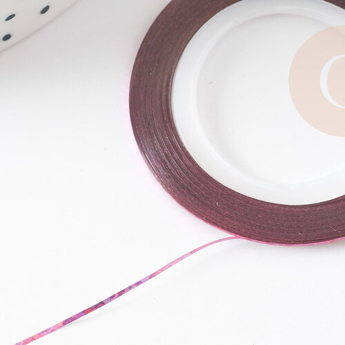 Masking tape ongles rose fuchsia laser, masking tape,adhésif papier, scrapbooking,nail art, décoration,1mm x 20mètres g1334