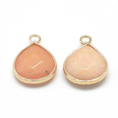 Pendentif goutte jade orange corail,pendentif bijoux, pendentif jade,pendentif pierre,jade naturel, pendentif jade,18mm-g1953