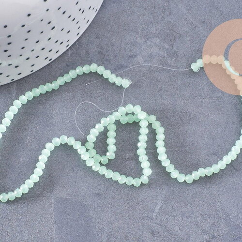 Perles abacus cristal vert clair 3mm, fil de 40cm x1 (g1563)