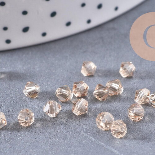Perles bicone cristal autrichien facetté taupe 4mm, x20 (g1716)