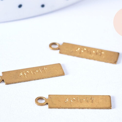 Pendentif rectangle spirit laiton brut 20mm, fournitures bijoux laiton brut ,x 2 g6514