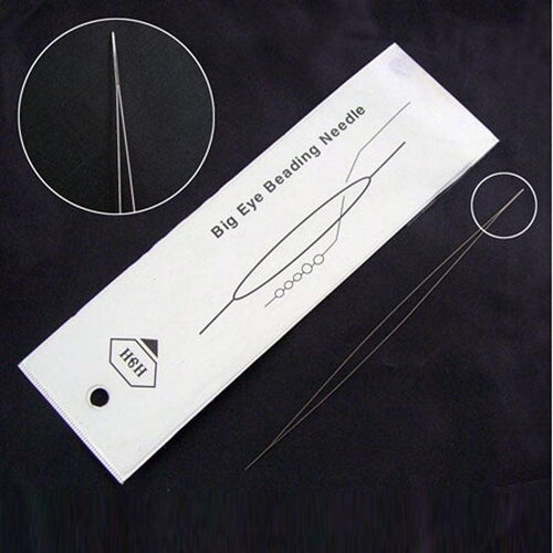 Aiguille de perlage en acier inoxydable grand oeil 57x0.3mm, x1 (g4882)