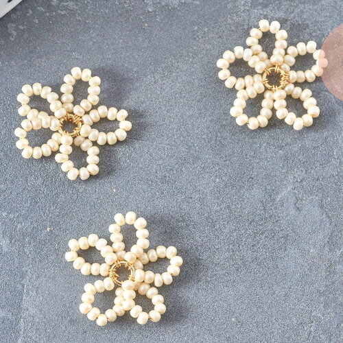 Pendentif fleur en perles de rocaille en verre, pendentif fleur, fleur en rocailles, 19mm,x1, g6825