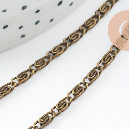Chaine fine fantaisie myriade escargot fer bronze 2.5mm, chaine création bijoux, grossiste chaine, x5 mètres (g9986)