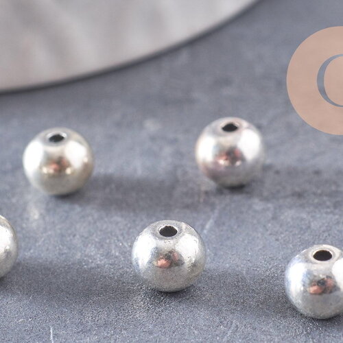 Perle ronde argent tibétain vieilli,perles argent, sans nickel,perle intercalaire, 6mm, x10 (g0819)
